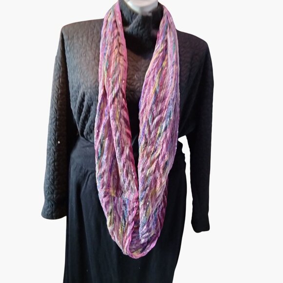 Multicolor Croft Barrow Infinity Scarf Lightweight Textured Pink Yellow Purple - Picture 2 of 6